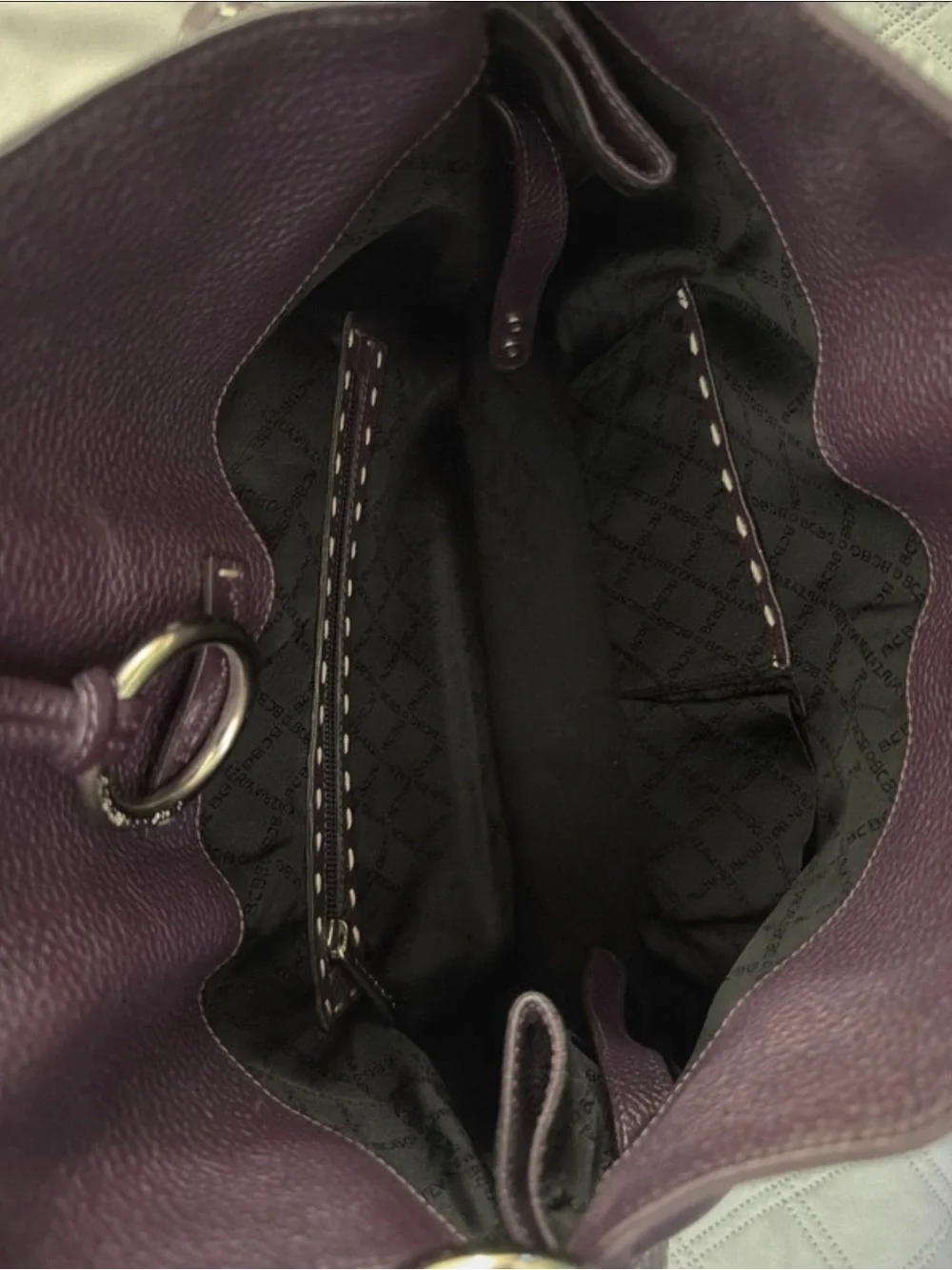 BCBGMaxAzria Deep Plum Leather Shoulder Bag